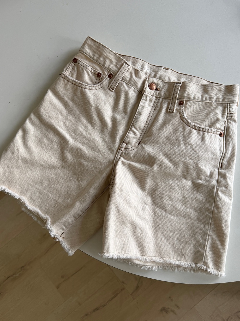J. CREW Mid-Length Denim Shorts in Ecru - 25